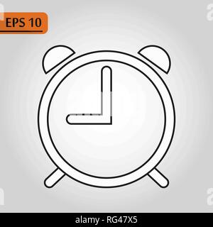 Alarm clock icon isolated on white background, simple line outline style, alarm clock ringing icon modern design EP10 Stock Vector