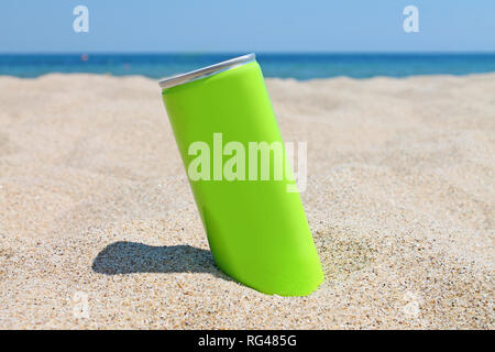 Can template on the background of the sea. Stock Photo