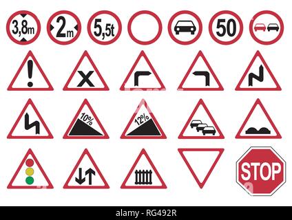 Collection of german traffic signs. Vector file eps 10 Stock Vector