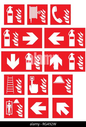 Collection of fire signs according to the current form of ASR A1.3. EPS 10 vector file Stock Vector