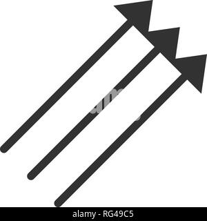 Three Parallel Vertical Arrows in black color Pointing up 45 degrees. vector illustration isolated on white Stock Vector