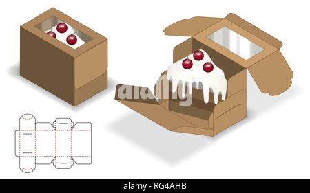 Box packaging die cut template design. 3d mock-up Stock Vector