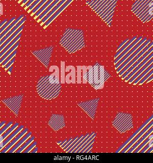 Abstract geometric pattern. Memphis style. Retro, bright colorful. Trendy colors. Elements and background for design Stock Vector