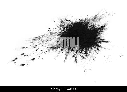 Black printer toner stain isolated on white Stock Photo