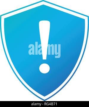 Shield with exclamation mark icon vector. Protection Warning Illustration. Vector illustration isolated on white background. Stock Vector