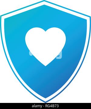 Shield in heart icon. Vector illustration isolated on white Stock Vector