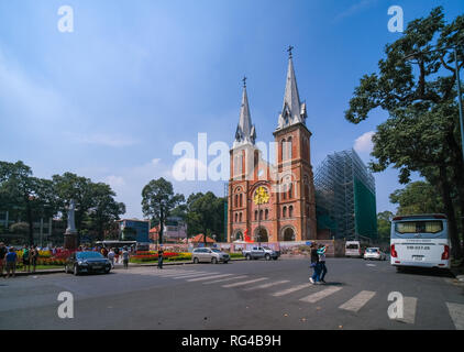 Notre Dame Cathedral or Nha Tho Duc Ba. Stock photo of Notre-Dame Cathedral Basilica or Saigon officially Cathedral Basilica Stock Photo