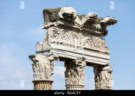 Ancient roman temple remains, Roman Forum, Rome, Italy, Europe Stock Photo