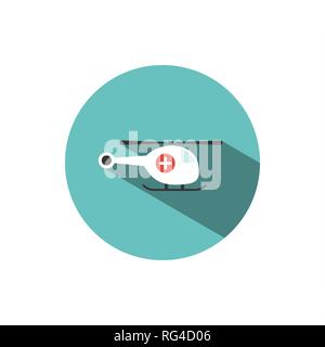 Emergency helicopter icon with shade on a green circle. Vector illustration Stock Vector