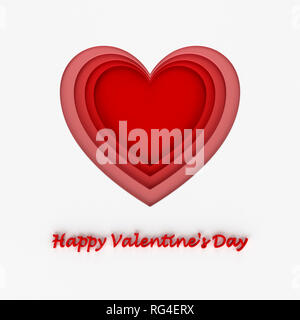 Happy valentines day greetings card design with paper cut pastel heart ...