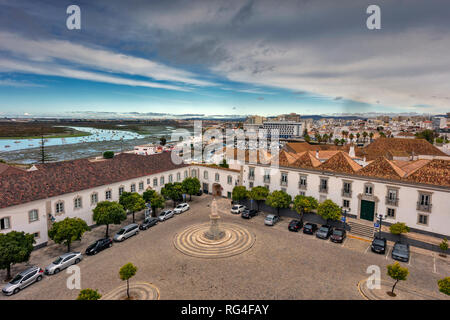 View over the rooftops of the old town, Faro, Portugal Stock Photo