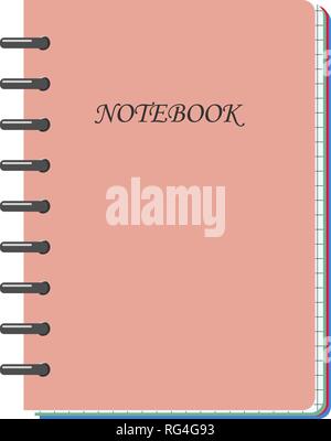Spiral pink notebook mockup, with place for your image, text or corporate identity details. Closed notepad. Vector illustration, EPS10. Stock Vector