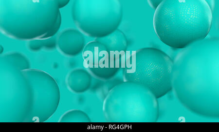 Abstract blue balls on blue background Stock Photo
