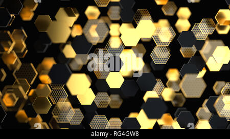 Hexagonal high-tech background. Futuristic concept with gold
