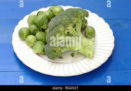 Brocoli and brussels sprouts in studio Stock Photo