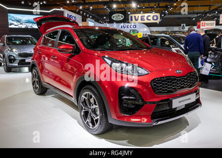 BRUSSELS - JAN 18, 2019: Kia Sportage car showcased at the 97th Brussels  Motor Show 2019 Autosalon Stock Photo - Alamy