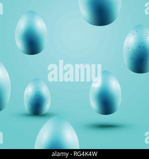 Blue floating abstract easter egg background composition design. Vector illustration. Stock Vector