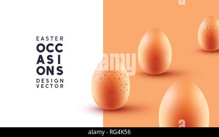 Happy Easter chocolate eggs background with realistic pastel coloured eggs. Vector illustration. Stock Vector