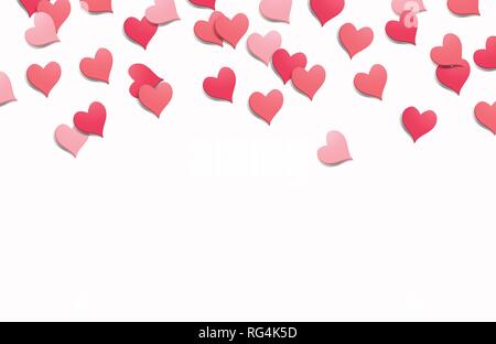 Heart shaped confetti isolated background. Valentine's Day vector illustration Stock Vector