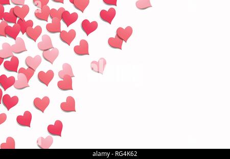 Love hearts and confetti background. Valentine's Day vector illustration. Stock Vector
