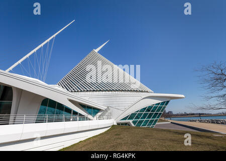 Milwaukee, WI - April 12, 2018: Milwaukee Art Museum is one of the largest museums in the United States. Its dramatic design includes a grand receptio Stock Photo