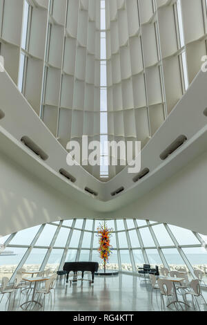 Milwaukee, WI - April 11, 2018: Milwaukee Art Museum is one of the largest museums in the United States. Its dramatic design includes a grand receptio Stock Photo