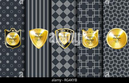 Golden vintage vector pattern on dark background Stock Vector