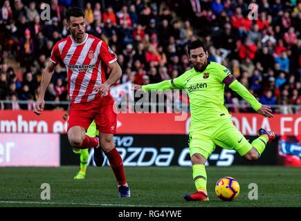 FC Barcelona's Lionel Messi kicks the ball during the Spanish La Liga ...