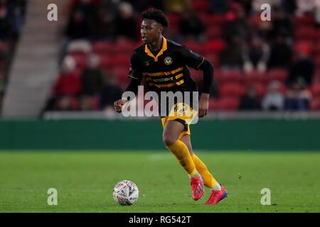 ANTOINE SEMENYO, NEWPORT COUNTY FC, MIDDLESBROUGH FC V NEWPORT COUNTY FC, EMIRATES FA CUP 4TH ROUND, 2019 Stock Photo