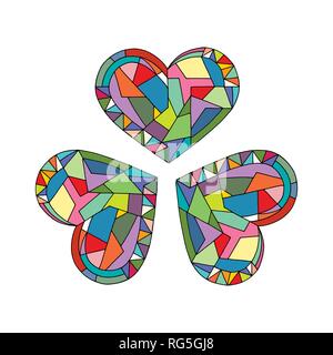Hearts hand drawn abstract vector illustrations. Love cartoon background in modern style. Stock Vector