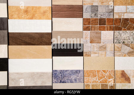 Various ceramic tiles close up as background Stock Photo