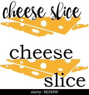 logo of cheese from the inscription and slices of cheese Stock Vector