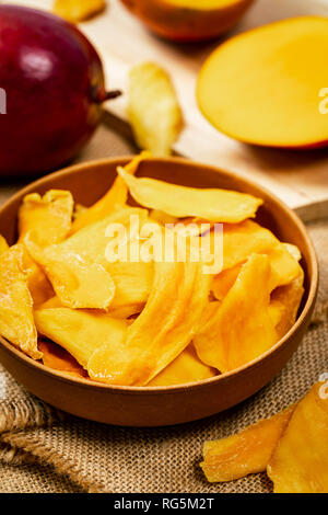Dried Mango Fruit on Old Wooden Background Stock Photo
