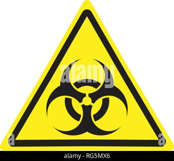 Yellow triangle warning sign with Biohazard symbol. Stock Vector