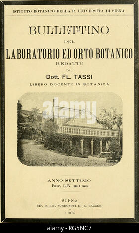 . Bullettino del Laboratorio ed Orto botanico. Plants; Plants -- Italy Siena. . Please note that these images are extracted from scanned page images that may have been digitally enhanced for readability - coloration and appearance of these illustrations may not perfectly resemble the original work.. R. Universit di Siena; R. Universit di Siena. Istituto botanico; R. Universit di Siena. Laboratorio botanico; R. Universit di Siena. Orto botanico; Tassi, Flaminio, b. 1851. Siena : L. Lazzeri