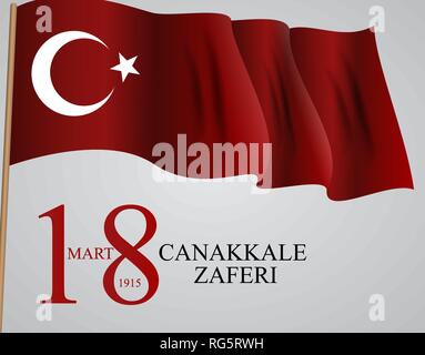 18 mart canakkale zaferi. Translation: 18 March, Canakkale Victory Day. Vector Illustration EPS10 Stock Vector
