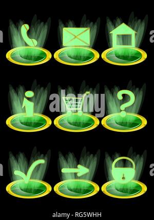 Set of web icons isolated on black background Stock Vector