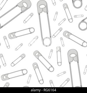Metal paper clips seamless pattern. Flat vector illustration on white background. Stock Vector