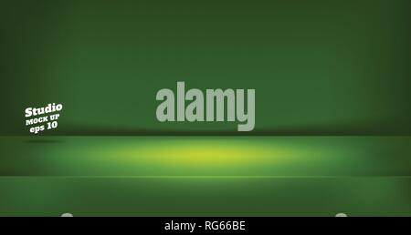 Vector,Empty neon style dark lime green color studio table room background ,product display with copy space for display of content design.Banner for a Stock Vector