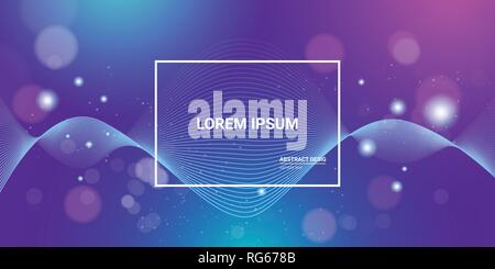 colored abstract technology background wave design curve lines light effect flat horizontal copy space Stock Vector