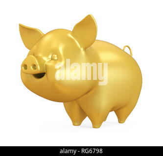 The Golden Pig piggy bank on white background Stock Photo - Alamy