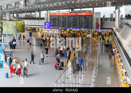 Frankfurt, Germany - May 27, 2018: Terminal 1 at Frankfurt airport (FRA) in Germany. | usage worldwide Stock Photo