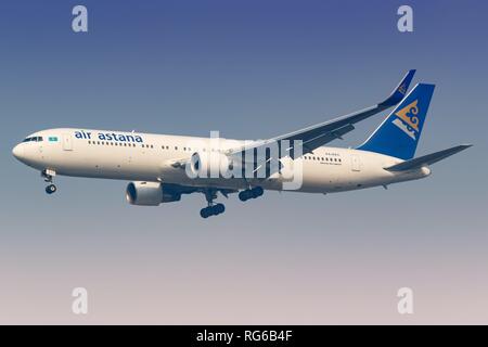 Bangkok, Thailand – 24. January 2018: Air Astana Boeing 767 at Bangkok-Suvarnabhumi airport (BKK) in Thailand. | usage worldwide Stock Photo