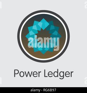 POWR - Power Ledger. The Icon of Money or Market Emblem. Stock Vector