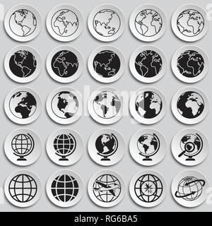 Globe icons on plates background for graphic and web design, Modern simple vector sign. Internet concept. Trendy symbol for website design web button or mobile app. Stock Vector