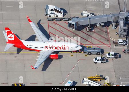 Stuttgart, Germany – September 2, 2016: Air Berlin Boeing 737 airplane at Stuttgart airport (STR) in Germany. | usage worldwide Stock Photo