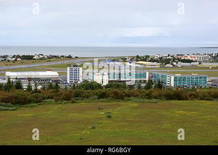 Reykjavik, Iceland – July 4, 2017: Overview of Reykjavik airport (RKV) in Iceland. | usage worldwide Stock Photo