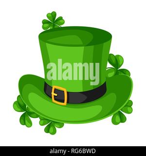 Green st patricks day hat with clover Royalty Free Vector
