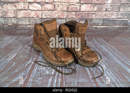 New branded hiking boots. Stock Photo