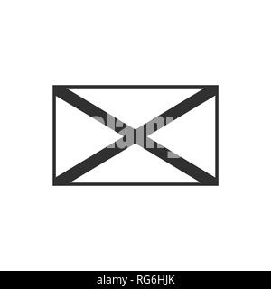 Jamaica flag - thin black vector outline wireframe isolated on white ...